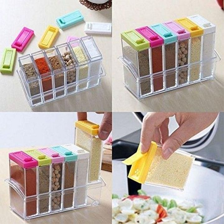 6-Piece Transparent Masala Spice Jar Set