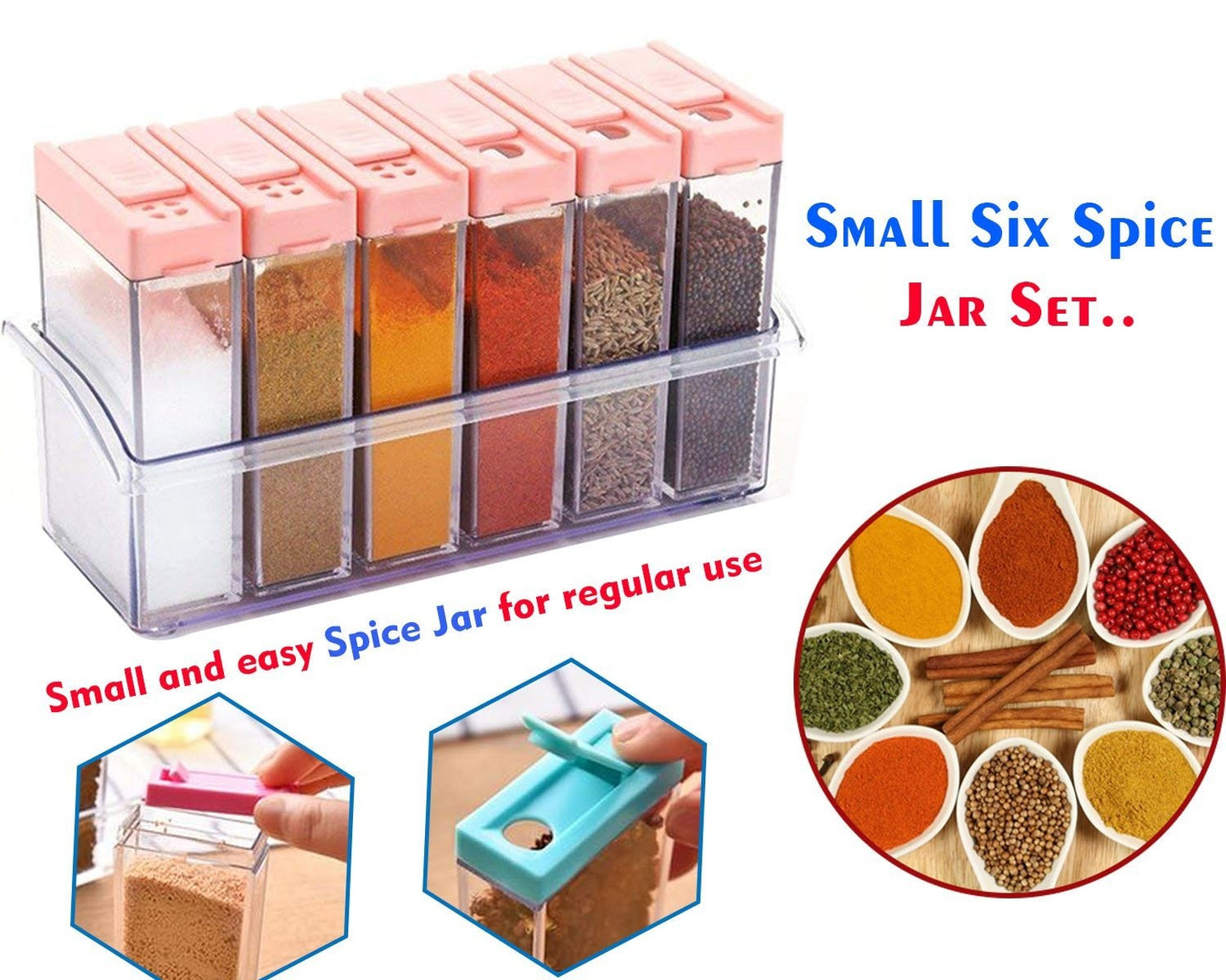 6-Piece Transparent Masala Spice Jar Set
