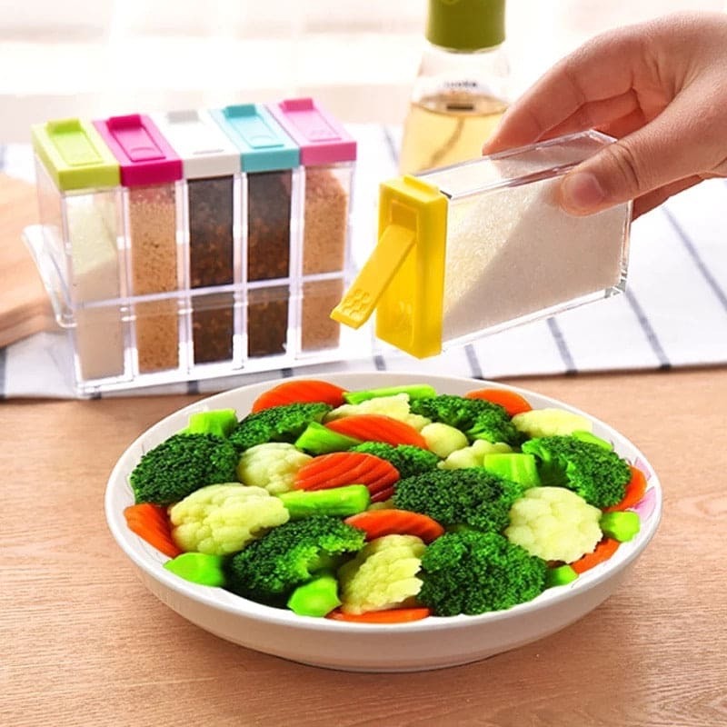 6-Piece Transparent Masala Spice Jar Set